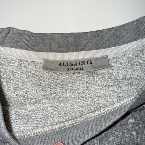 AllSaints Mabelle Cropped Sweatshirt Women's XS Gray Distressed - Picture 4 of 7